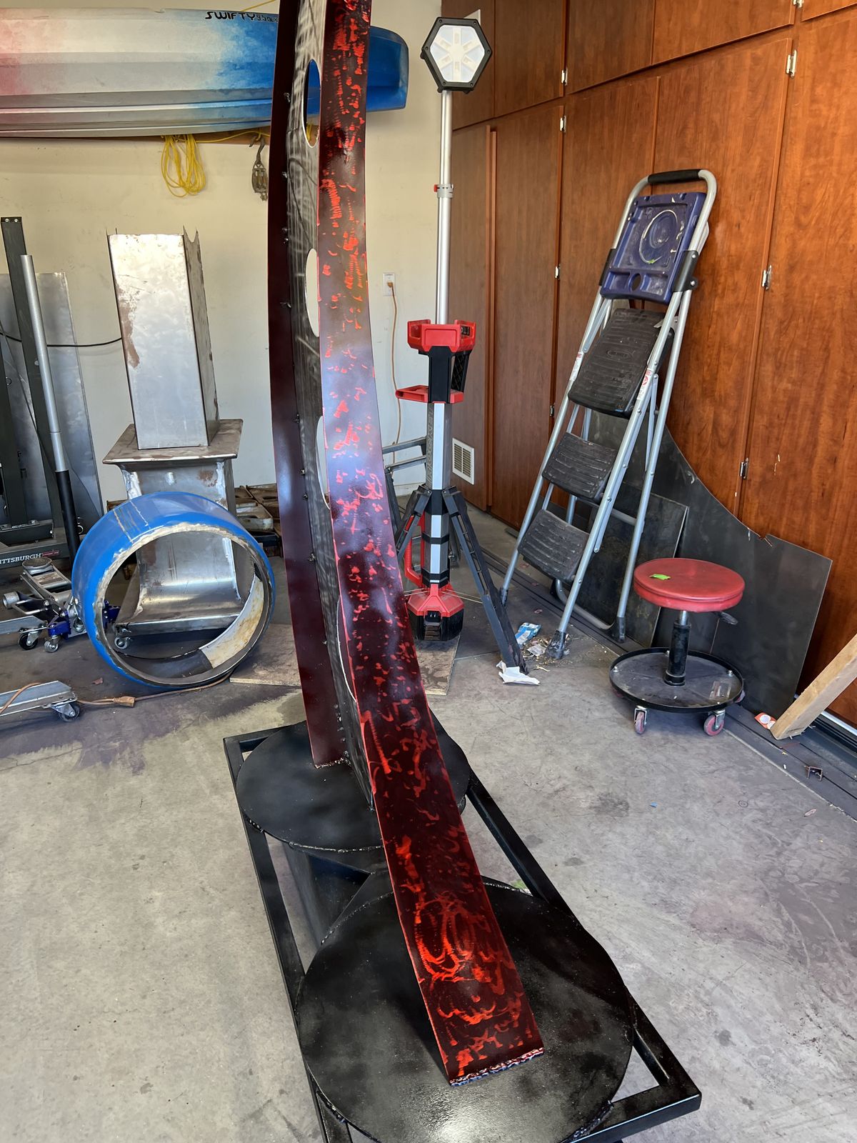 The crescent gets its red flame finish.